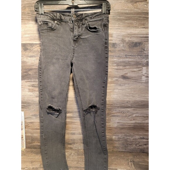 Wild Fable High Rise Skinny Jeans Womens 0 Distressed Charcoal Gray Stretch - Picture 1 of 5